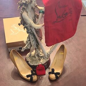 Christian Louboutin Nude Heels with Black Bow